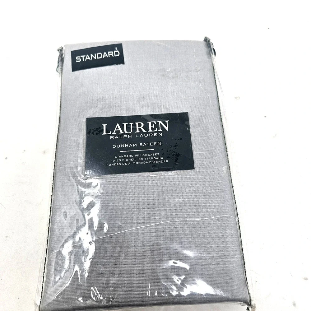 NWT Ralph Lauren Dunham Sateen Standard Pillowcase Gray 300TC